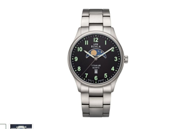 Mondphasenuhr , Herren Mondphasenuhr , Mondphasenuhr mit Titangliederband